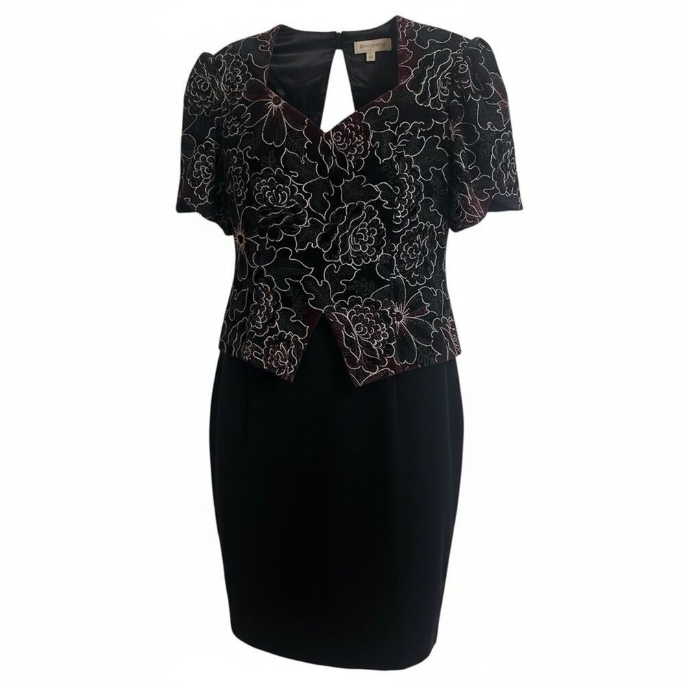 Vintage Scott McClintock Size 12 Velvet Peplum Cocktail Dress 80’s 90’s Burnout
